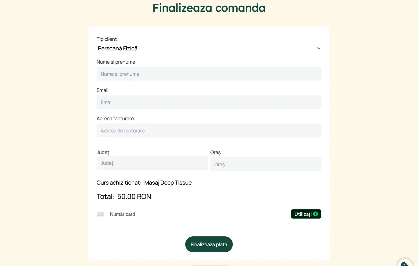 Checkout cu Stripe și facturare